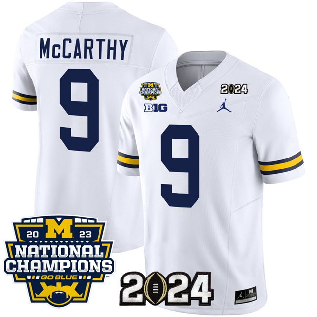 Men's Michigan Wolverines ACTIVE PLAYER Custom White 2024 F.U.S.E. With 2023 National Champions Patch Stitched Jersey